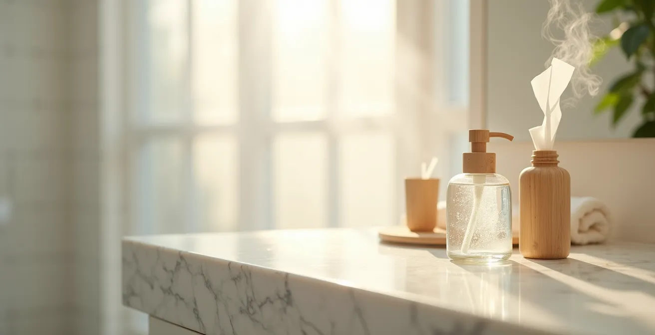 Nebulizzazione delicata di acqua termale su pelle sensibile