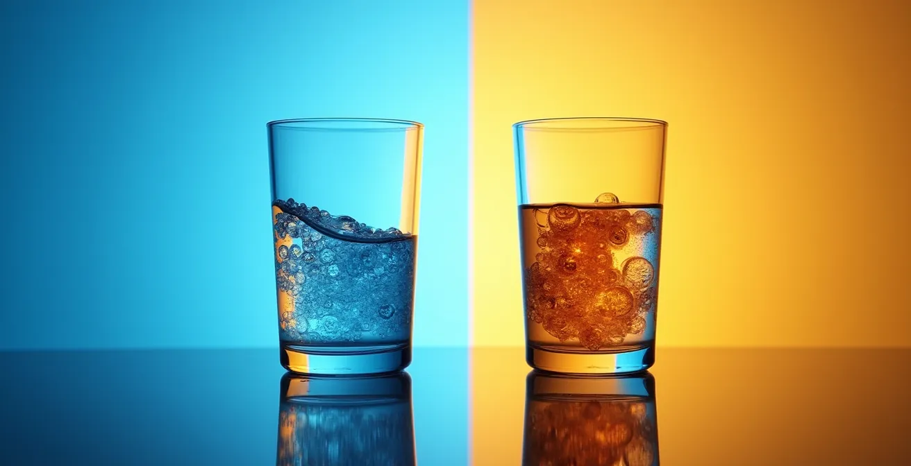 Confronto visivo tra le molecole di acido ialuronico e acido poliglutammico che assorbono acqua