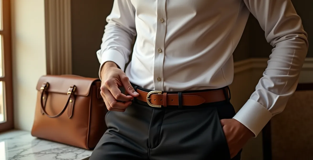 Outfit minimalista con accessori di qualità artigianale italiana