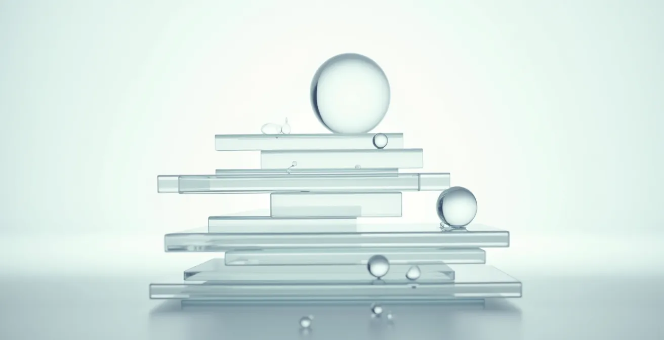 Sezione trasversale degli strati della pelle con diverse dimensioni molecolari