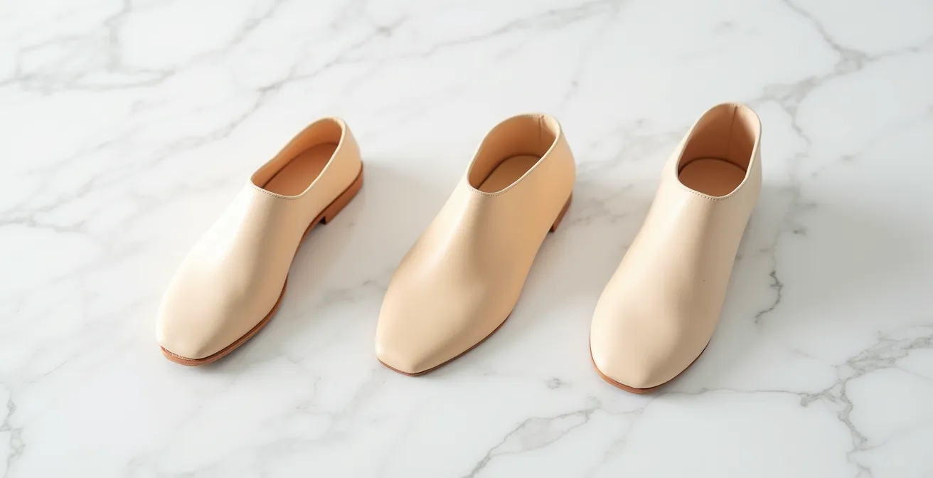 Confronto visivo tra diverse forme di scarpe italiane e tipologie di piede